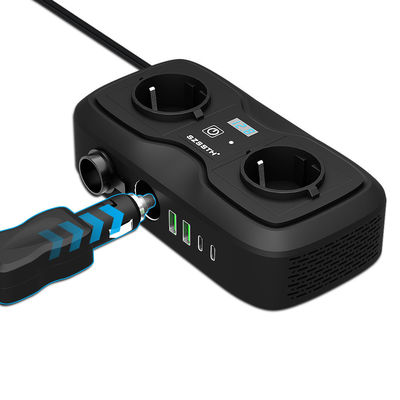 قیمت خوب اینورتر برق خودرو 200 وات، 12 ولت به 220 ولت/240 ولت AC، دارای دو خروجی AC و دو پورت USB برای شارژ خودرو آنلاین