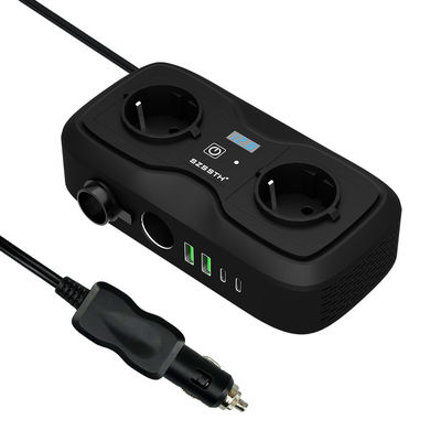اینورتر برق خودرو DC 12v تا 110v Ac دو USB 3.1A GaN PD شارژر سریع