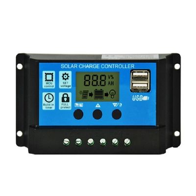 کنترل کننده خودکار پنل خورشیدی PWM 12v 24v 10a 20a 30Amp با صفحه نمایش LCD دو USB