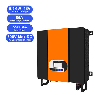 صفحه نمایش LCD 5.5KW 48V تا 110V 220V MPPT شارژر خورشیدی اینورتر ترکیبی با ولتاژ AC 230VAC