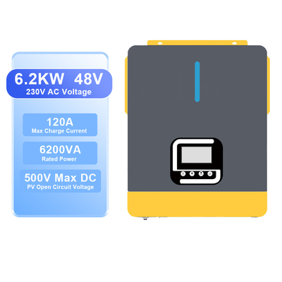 قیمت خوب اینورتر خورشیدی هیبریدی 6200 وات 48 ولت 230 ولت با MPPT و WiFi آنلاین
