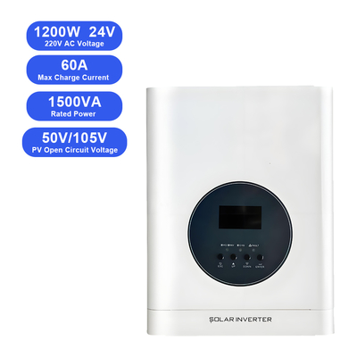 اینورتر خورشیدی هیبریدی 1.2KW 1200W 24V 110/220V غیر شبکه ای همه در یک اینورتر خورشیدی برای RV، کمپینگ و سیستم های خانگی کوچک