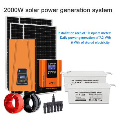 قیمت خوب کیت خورشیدی 2KW کامل برای خانه با نصب زمین و باتری 48 ولت آنلاین